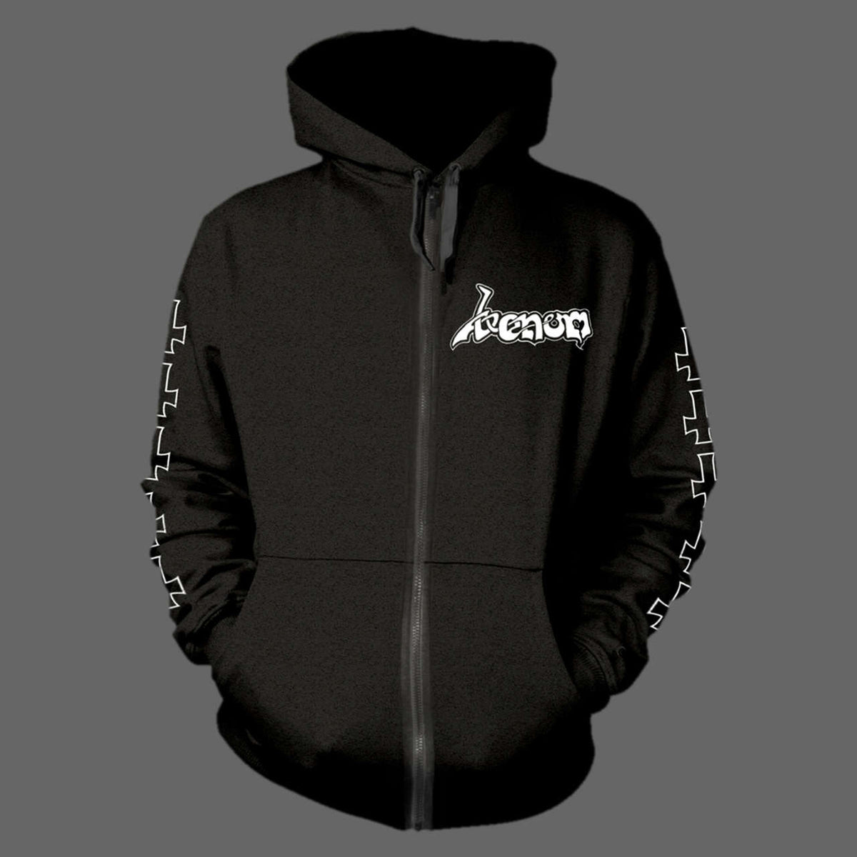 Venom - At War with Satan (Old Logo) (White) (Full Zip Hoodie)