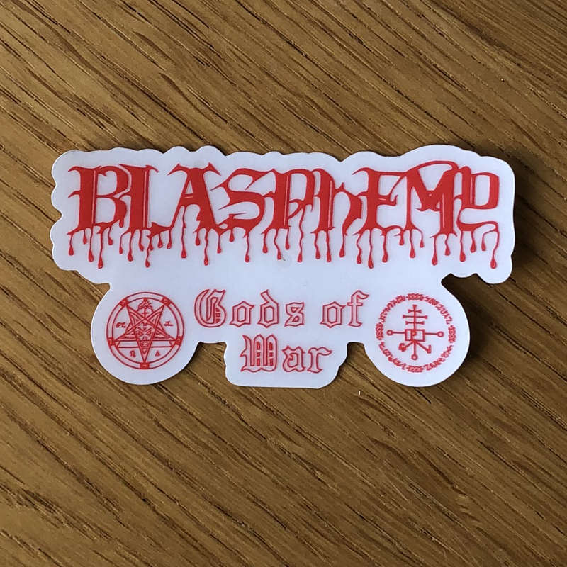 Blasphemy - Logo / Gods of War (Clear) (Sticker)