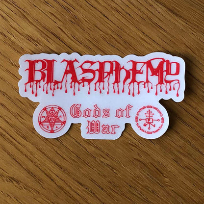Blasphemy - Logo / Gods of War (Clear) (Sticker)
