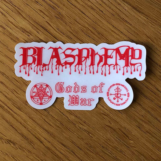 Blasphemy - Logo / Gods of War (Clear) (Sticker)