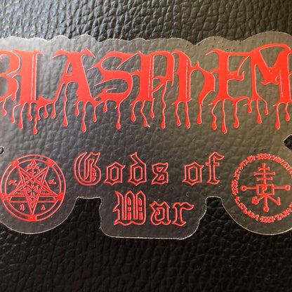Blasphemy - Logo / Gods of War (Clear) (Sticker)