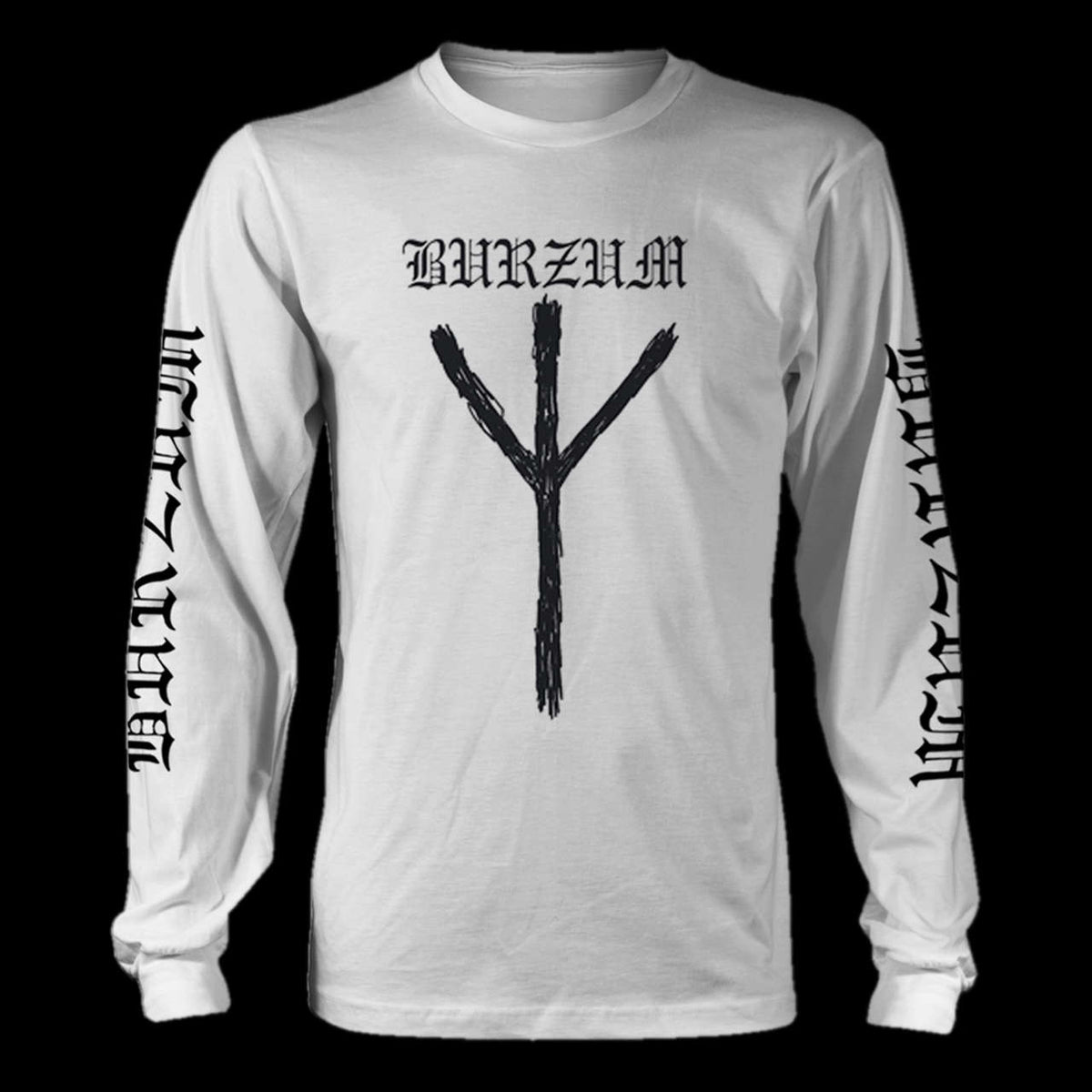 Burzum - Logo & Algiz (White) (Long Sleeve T-Shirt) | Todestrieb