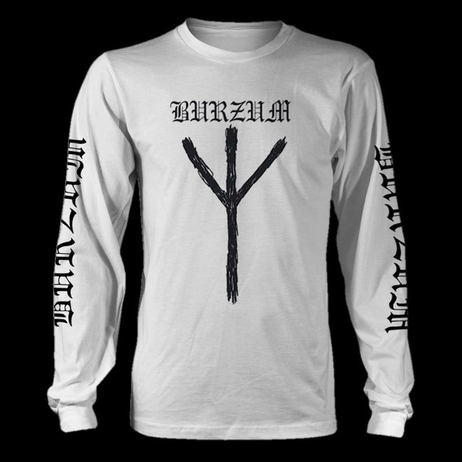 Burzum - Logo & Algiz (White) (Long Sleeve T-Shirt)