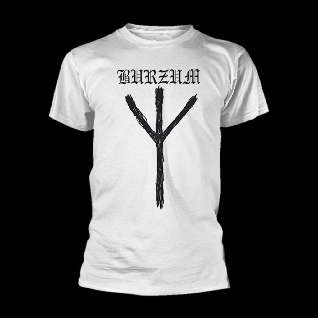 Burzum - Logo & Algiz (White) (T-Shirt)