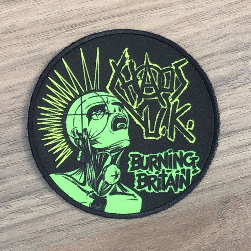 Chaos UK - Burning Britain (Circle) (Printed Patch)