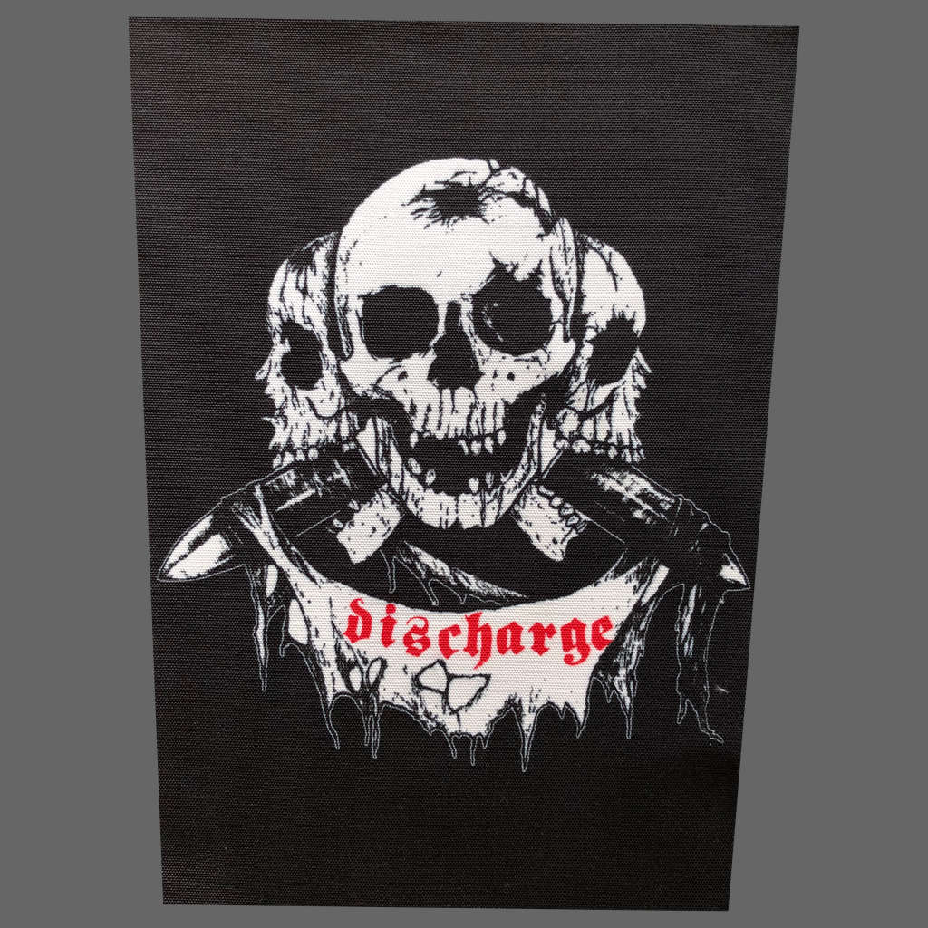 Discharge - Three Skulls (Red Logo) (Backpatch)