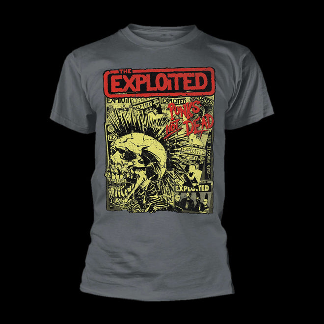 The Exploited - Punks Not Dead (Skull & Flyers) (Grey) (T-Shirt)