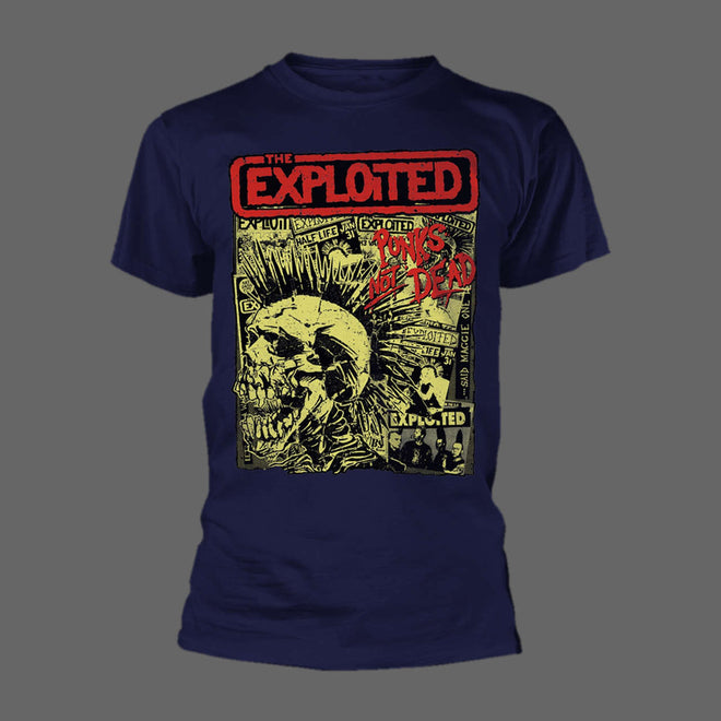 The Exploited - Punks Not Dead (Skull & Flyers) (Navy) (T-Shirt)