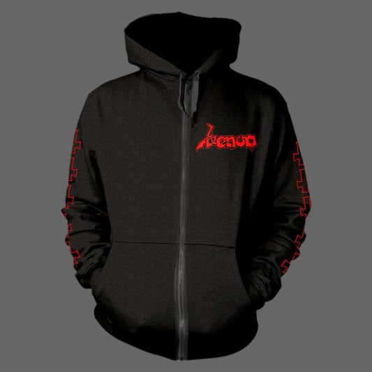 Venom - At War with Satan (Old Logo) (Red) (Full Zip Hoodie)