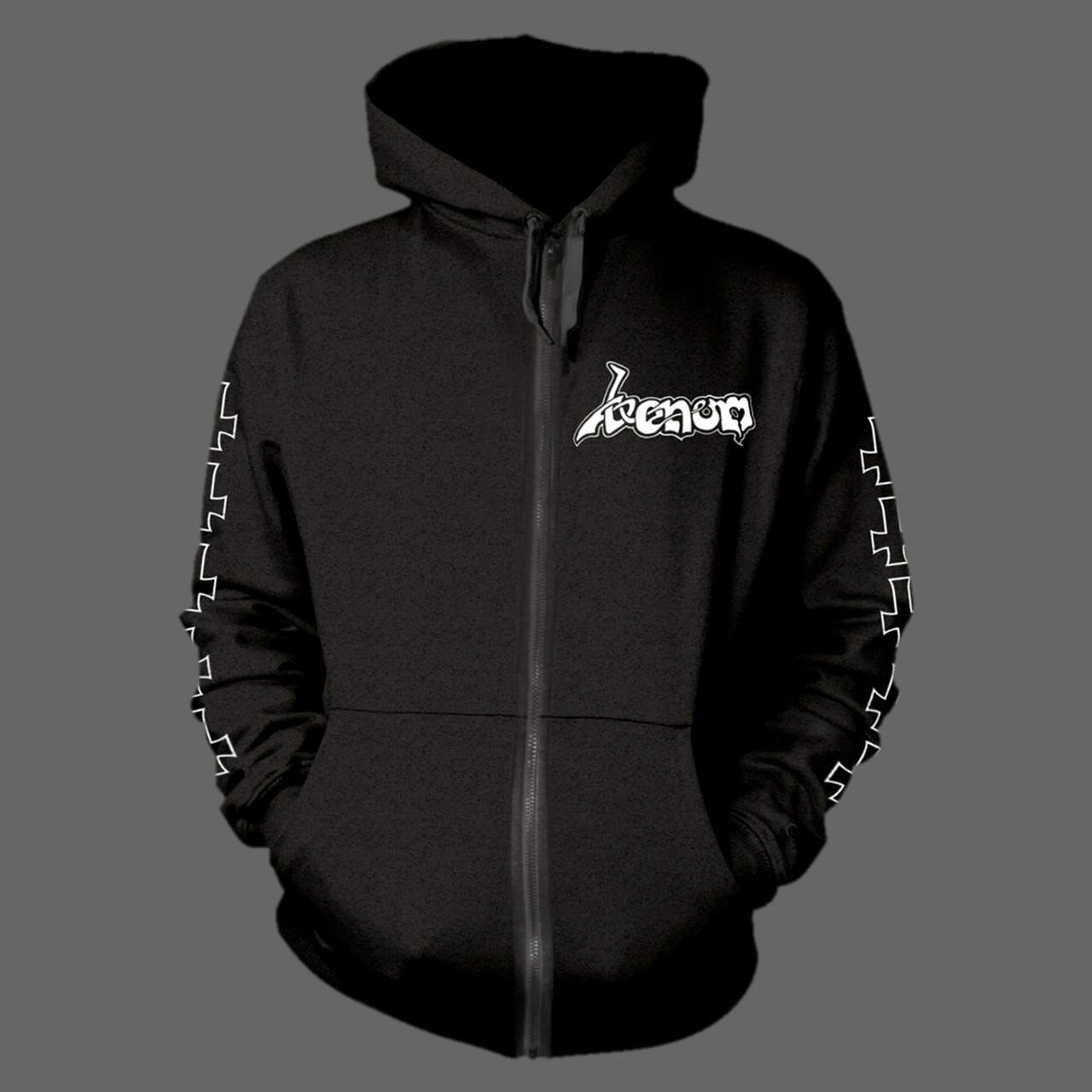 Venom - At War with Satan (Old Logo) (White) (Full Zip Hoodie)