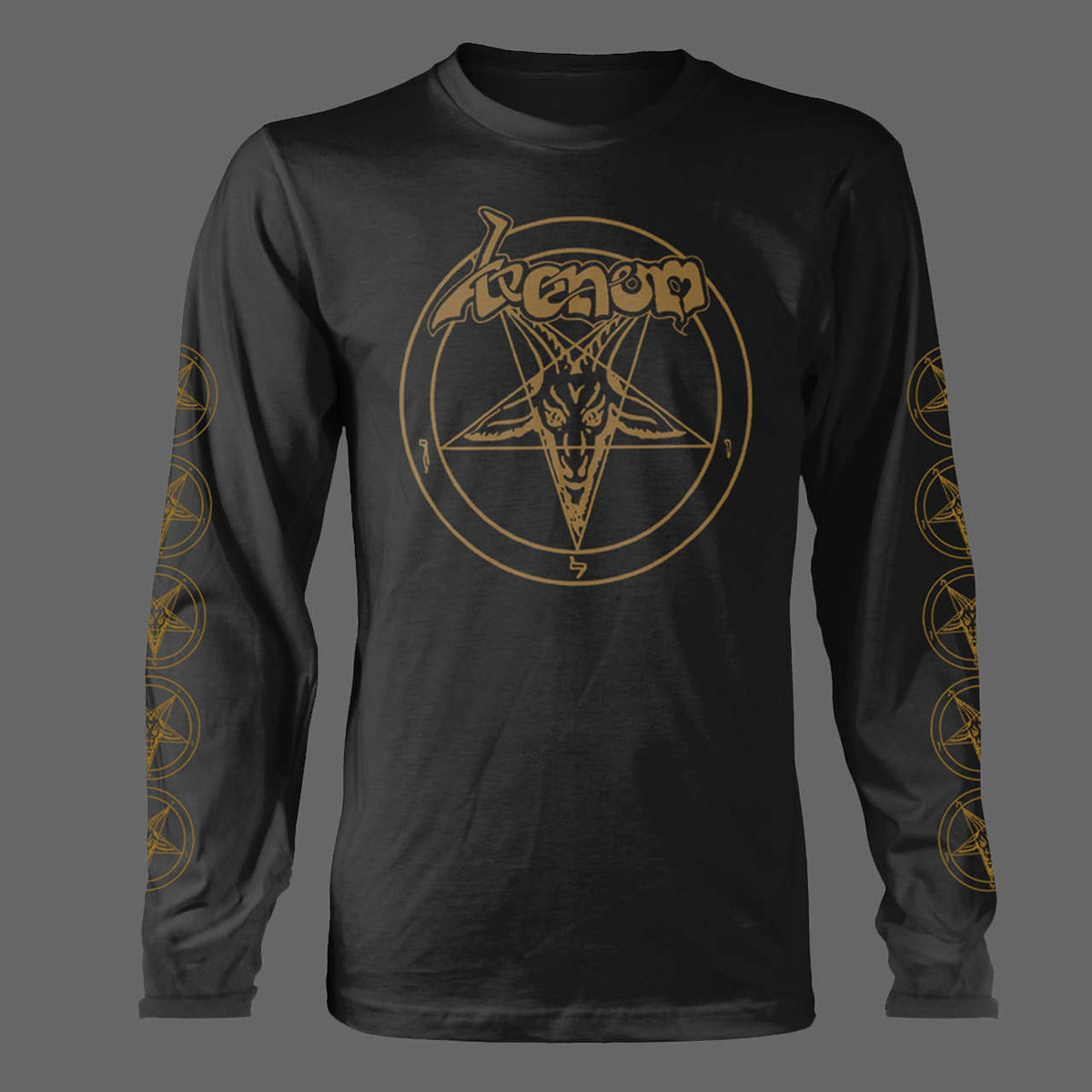 Venom - Gold Logo & Sigil of Baphomet (Long Sleeve T-Shirt)