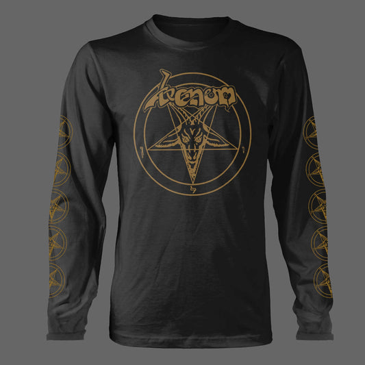 Venom - Gold Logo & Sigil of Baphomet (Long Sleeve T-Shirt)