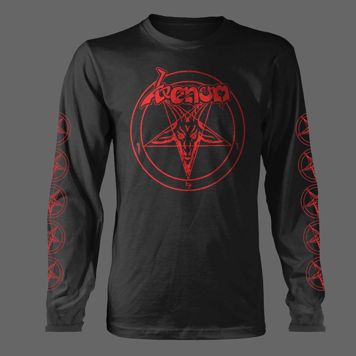 Venom - Red Logo & Sigil of Baphomet (Long Sleeve T-Shirt)