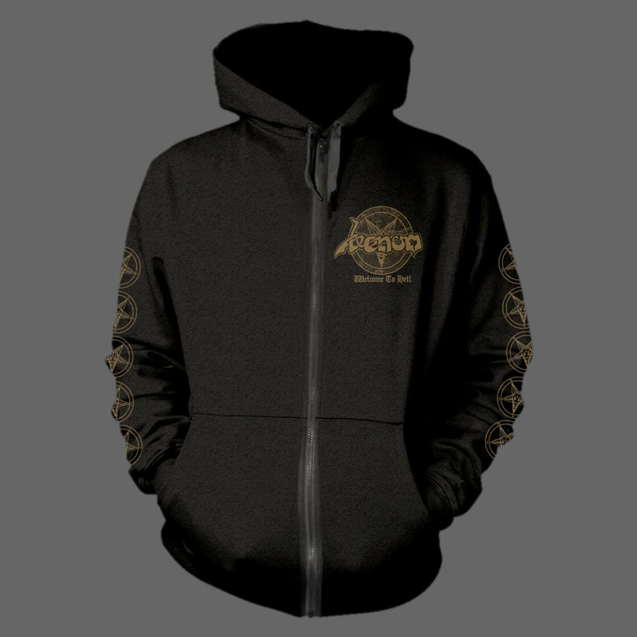 Venom - Welcome to Hell (Old Logo) (Gold) (Full Zip Hoodie)