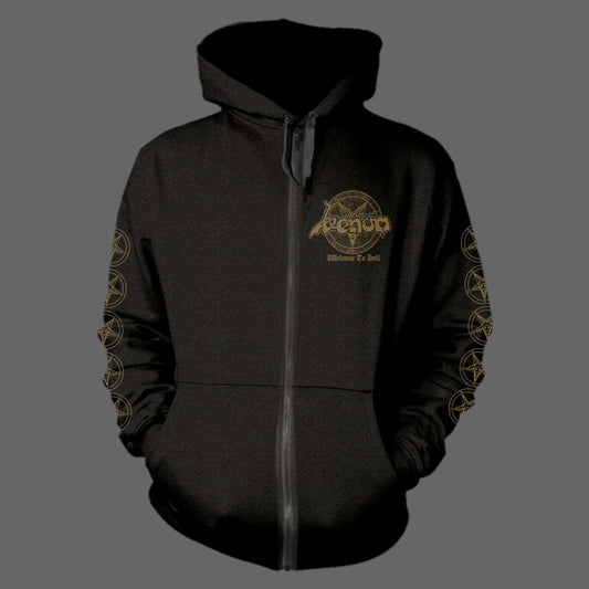 Venom - Welcome to Hell (Old Logo) (Gold) (Full Zip Hoodie)