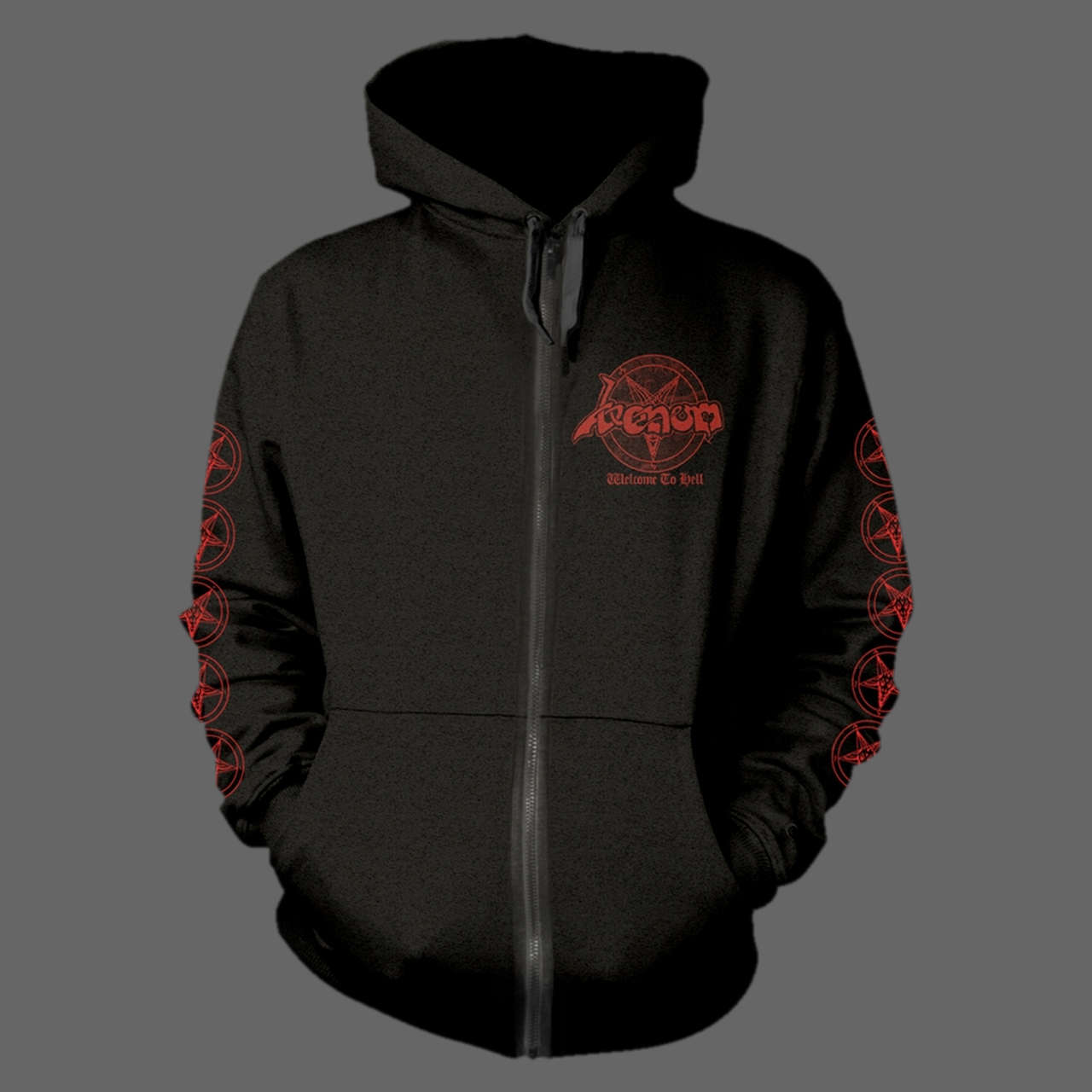 Venom - Welcome to Hell (Old Logo) (Red) (Full Zip Hoodie)