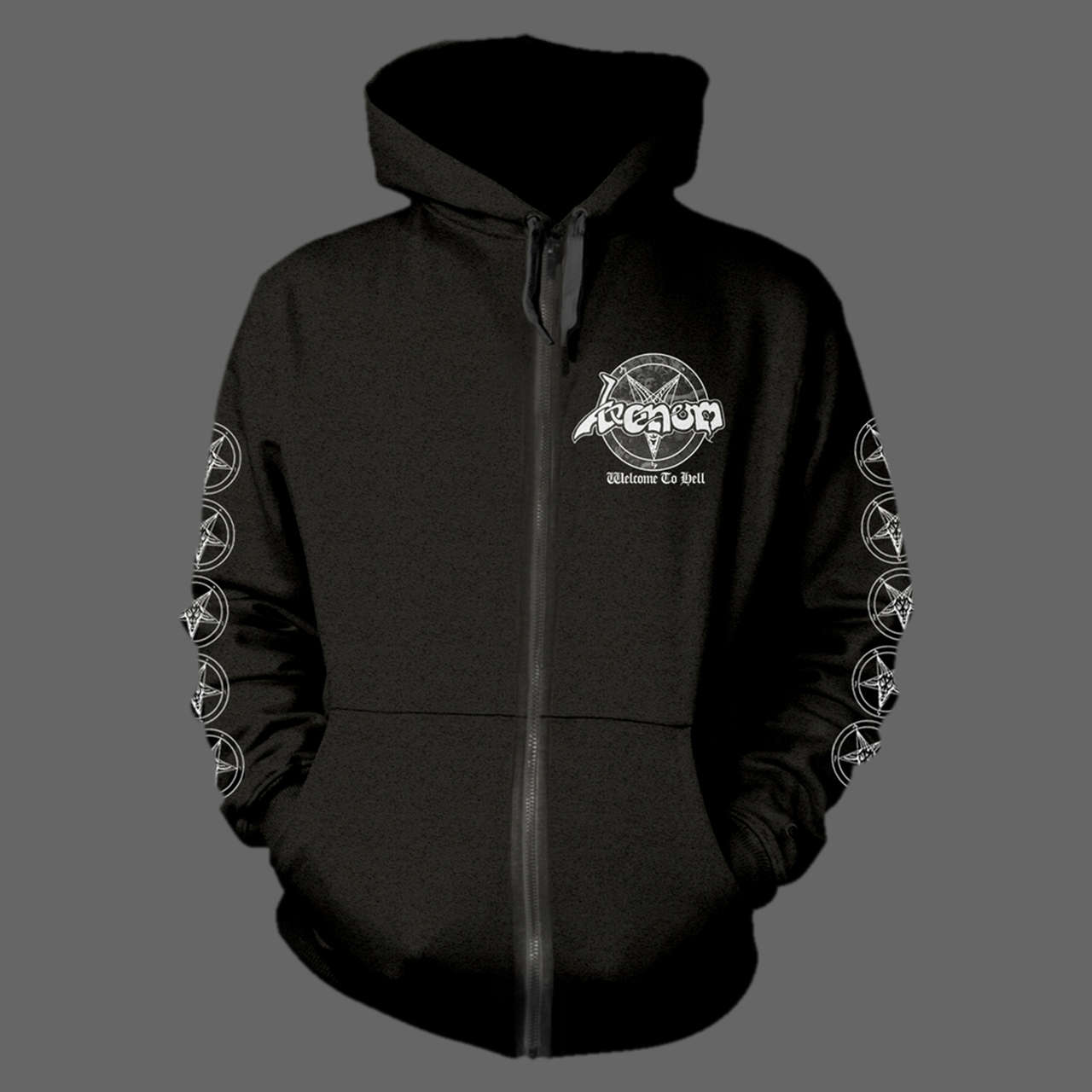 Venom - Welcome to Hell (Old Logo) (White) (Full Zip Hoodie)