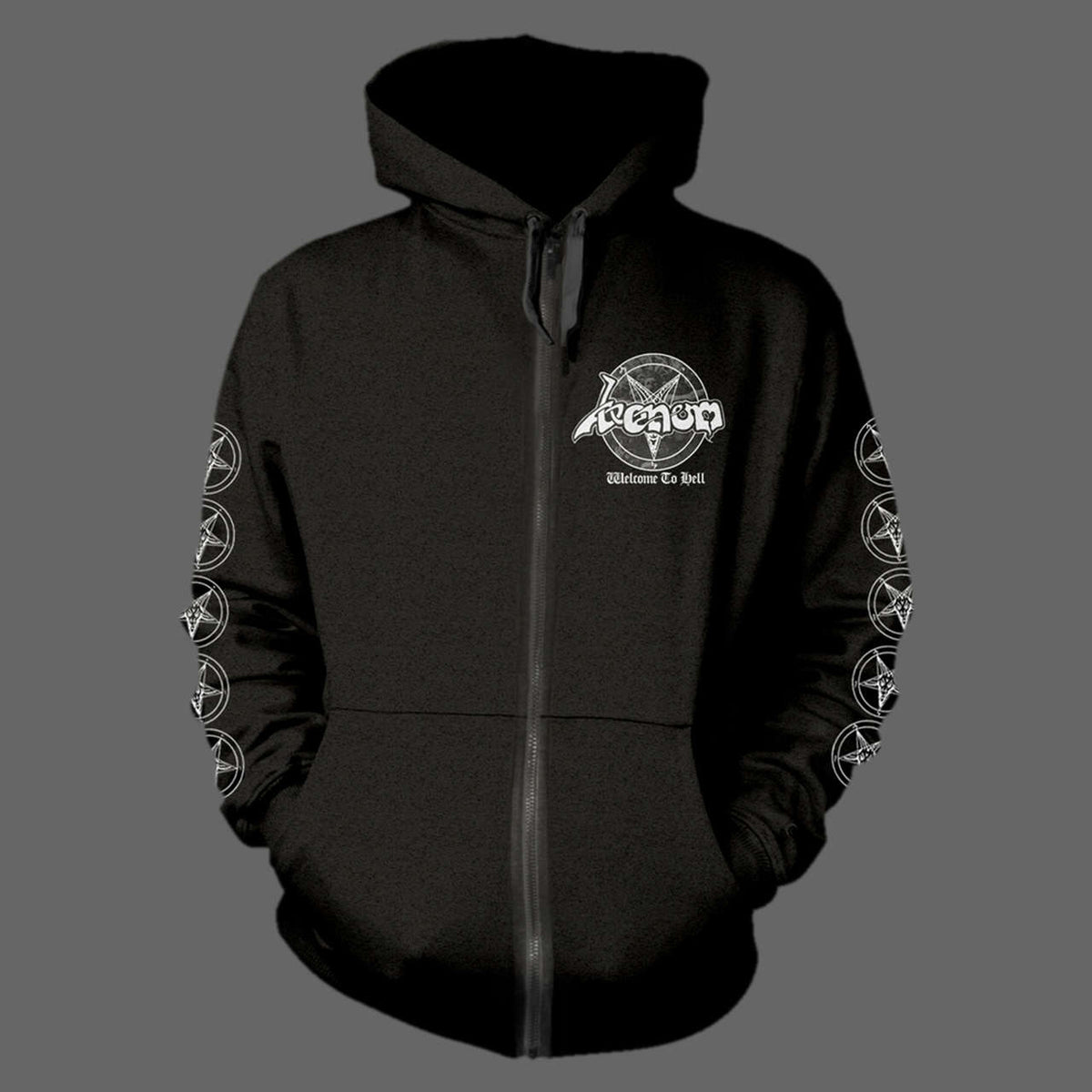 Venom - Welcome to Hell (Old Logo) (White) (Full Zip Hoodie)