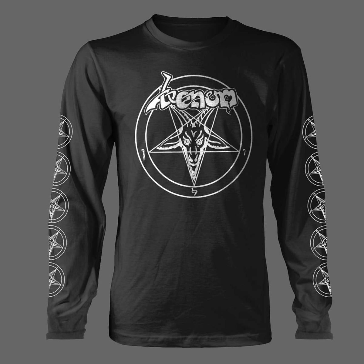 Venom - White Logo & Sigil of Baphomet (Long Sleeve T-Shirt)