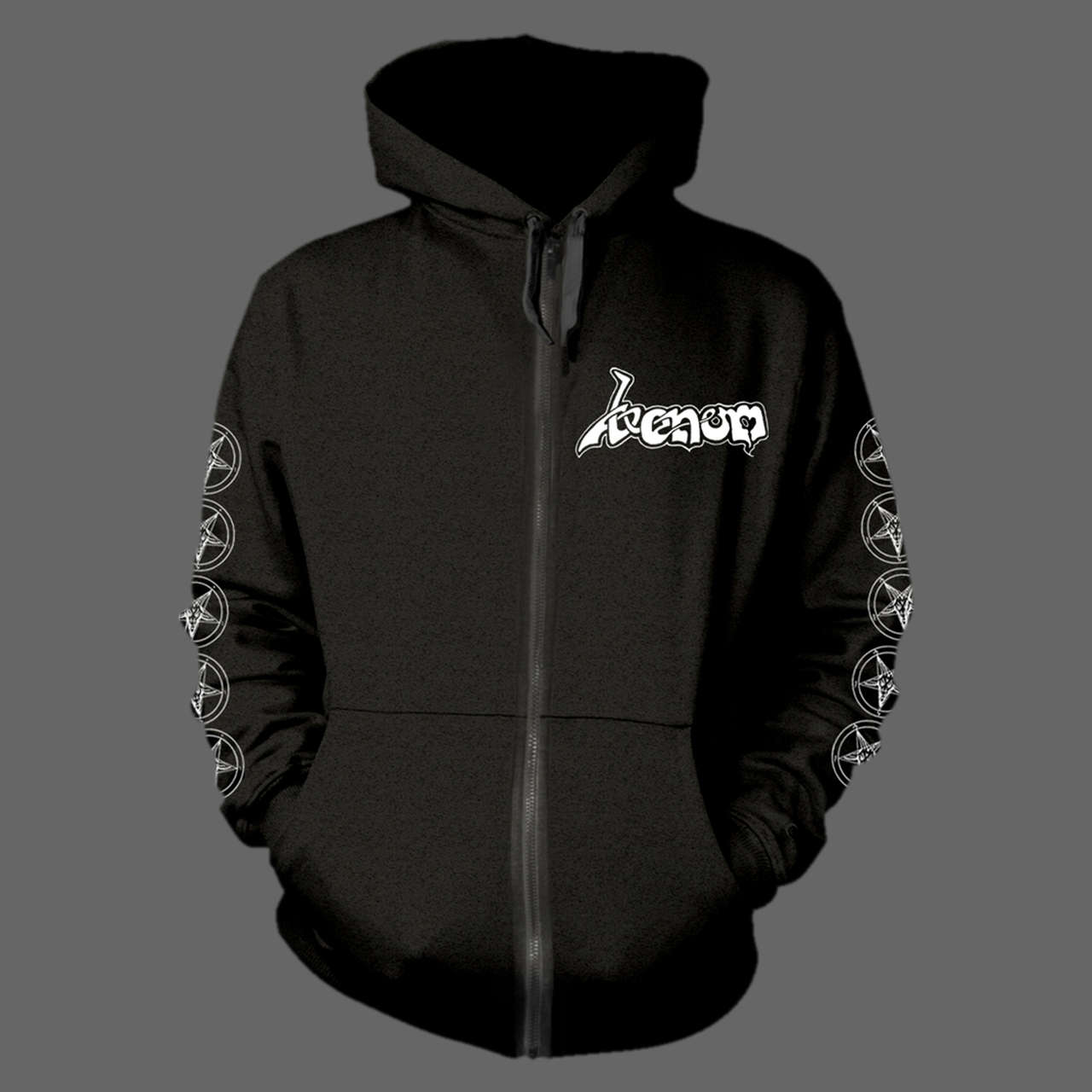 Venom - White Old Logo (Full Zip Hoodie)