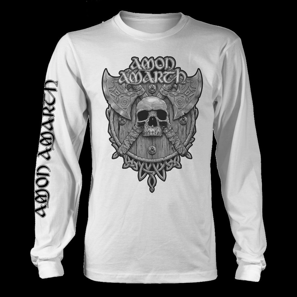 Amon Amarth - Grey Skull (White) (Long Sleeve T-Shirt)