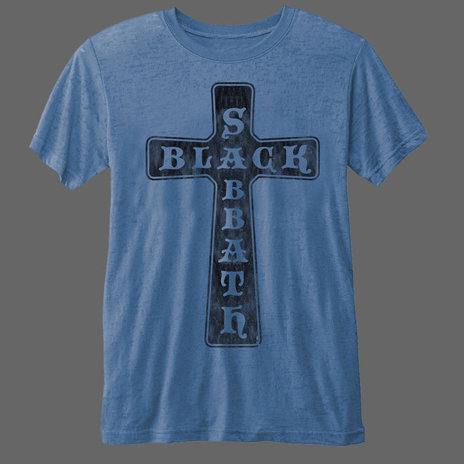Black Sabbath - Cross Logo (Blue) (Burnout) (T-Shirt)
