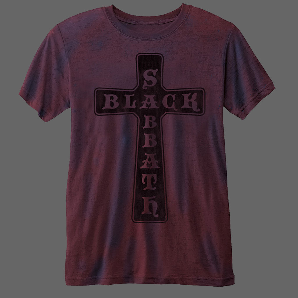 Black Sabbath - Cross Logo (Purple) (Burnout) (T-Shirt)
