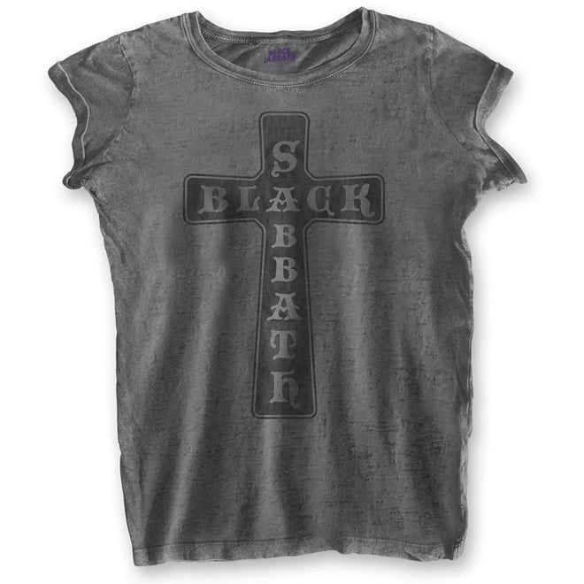 Black Sabbath - Cross Logo (Grey) (Burnout) (Women's T-Shirt)