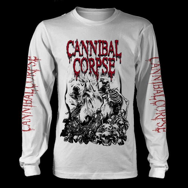 Cannibal Corpse - Pile of Skulls (White) (Long Sleeve T-Shirt)