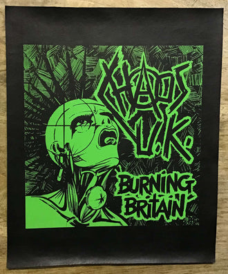 Chaos UK - Burning Britain (Leather) (Backpatch)