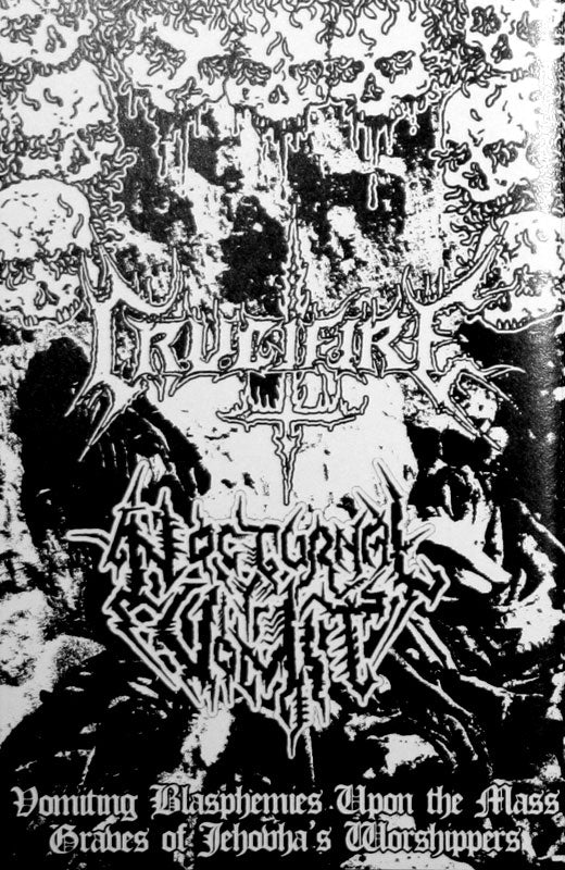 Crucifire / Nocturnal Vomit - Vomiting Blasphemies upon the Mass Graves of Jehovahs Worshippers (Cassette)