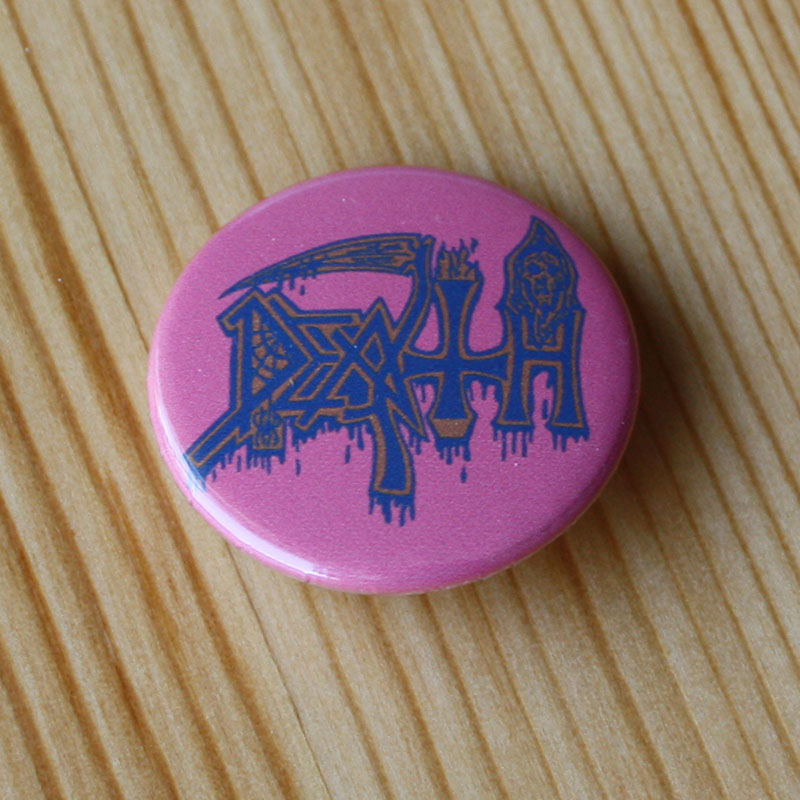 Death - Blue Logo (Pink) (Badge)