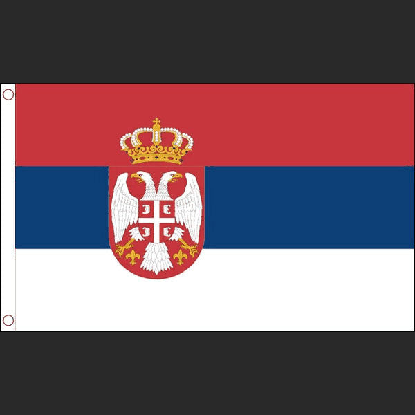 Flag of Serbia with Coat of Arms (Flag)