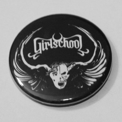 Girlschool - White Logo (2) (Badge)