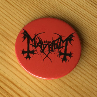 Mayhem - Logo (Black on Red) (Badge)