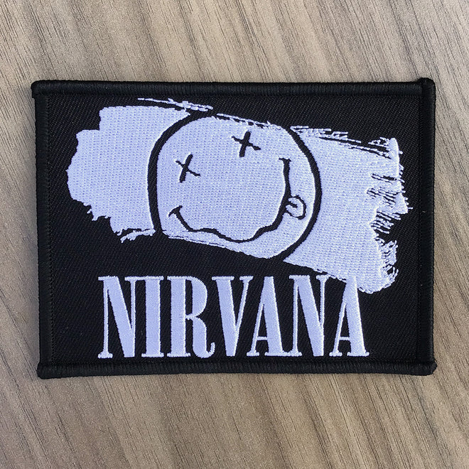 Nirvana - White Logo & Smiley (Brush Stroke) (Embroidered Patch)