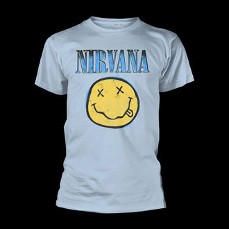 Nirvana - Xerox Smiley Face Logo (Blue) (T-Shirt)