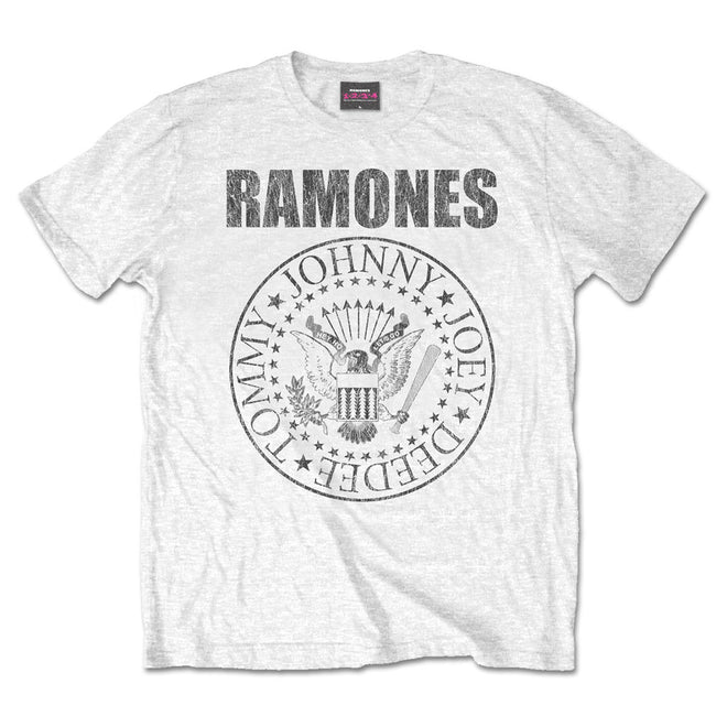 Ramones - Logo & Seal (White) (T-Shirt)