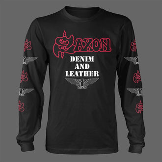 Saxon - Denim and Leather (Long Sleeve T-Shirt)