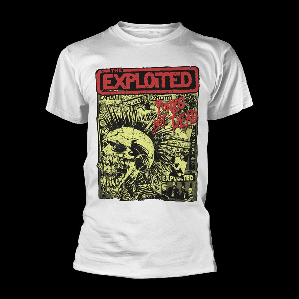 The Exploited - Punks Not Dead (Skull & Flyers) (White) (T-Shirt)