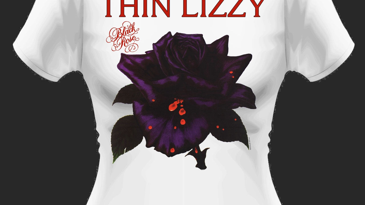 Thin Lizzy Black Rose (White) (Women's T-Shirt) Todestrieb